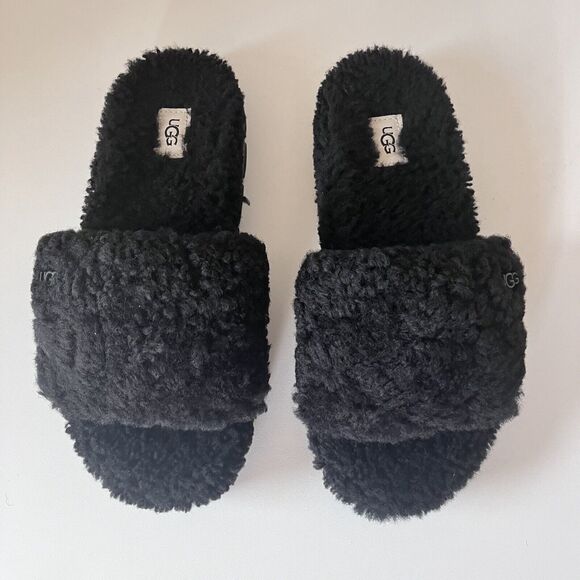 Women's Shoes UGG COZETTA CURLY Slipper Slide Sandals 1130838 BLACK Size 9 Usa - Picture 3 of 9